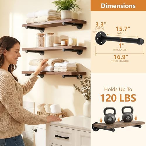 IAE Wall Mounted Closet Rod,Industrial Pipe Clothes Rack,Closet Hanging Bar (...