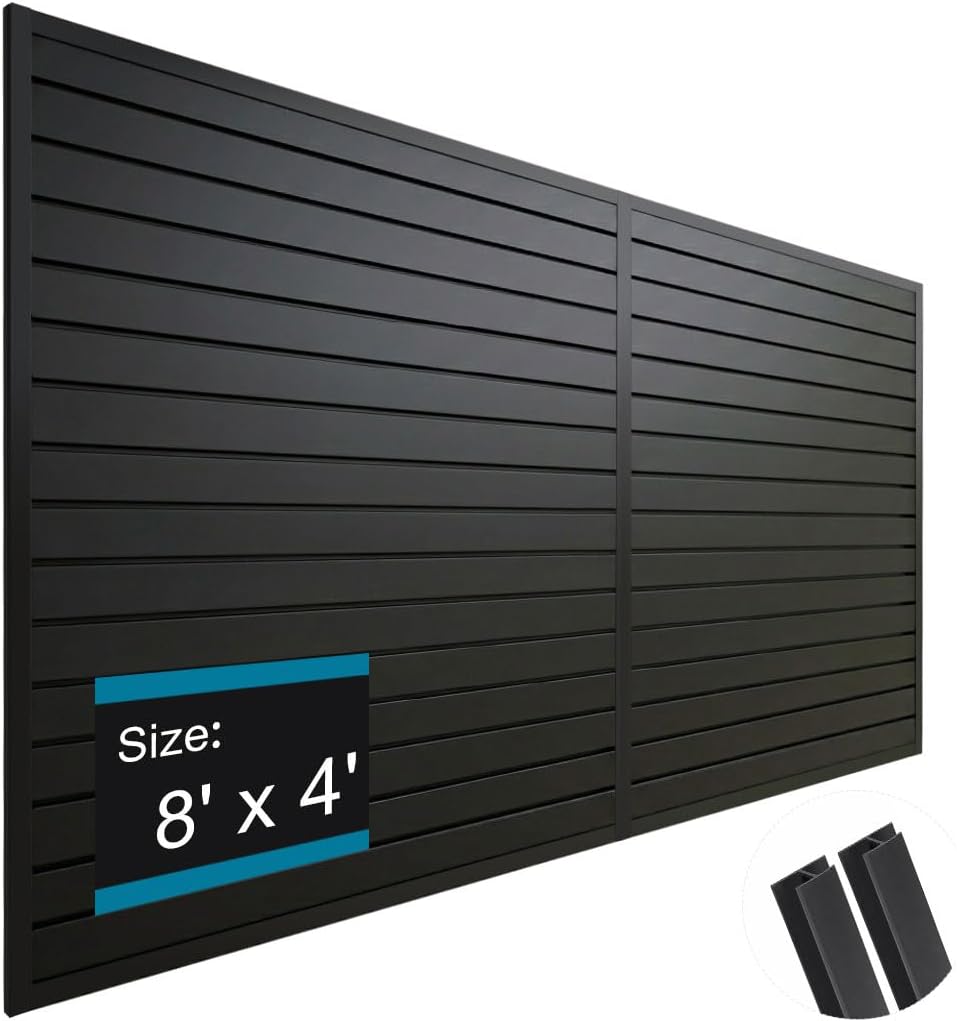 PVC Slat Wall Paneling 4x8 ft, Black Slatwall Panel for Storage