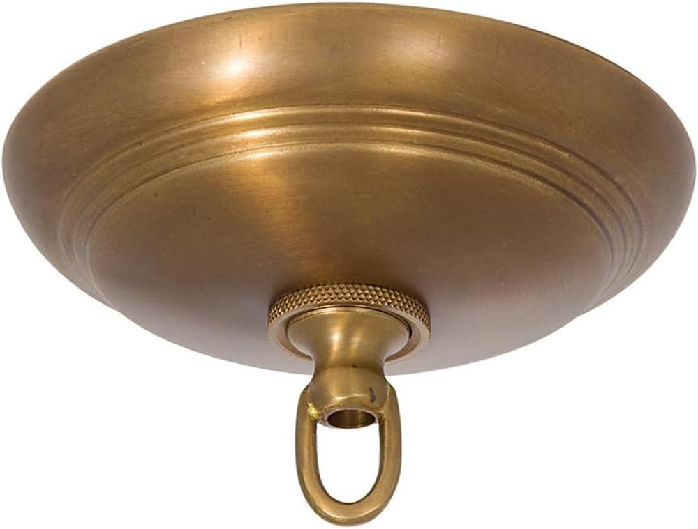 B&P Lamp® Antique Brass Solid Spun Brass Ribbed Ceiling Light Canopy Plat...
