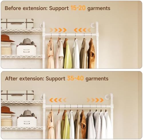 ONBRILL H3 Expandable Wall Mounted Closet System, Heavy Duty Clothing Rack