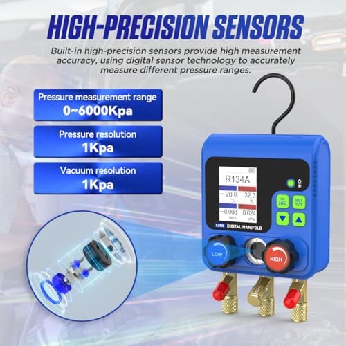 PLAYOCCAR Digital HVAC Manifold Gauge Kit R32 R410A R11 R12