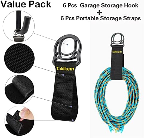 6 Pack Garage Hooks Heavy Duty, 9 Inch Ladder Hooks for Garage Wall