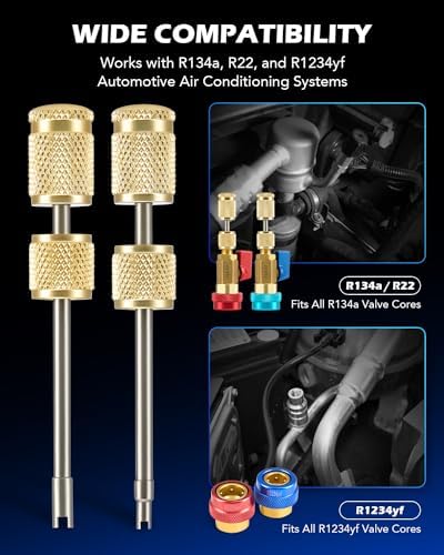 OMT AC Valve Core Removal Tool, R134a R1234yf R22 AC Schrader Valve Tool