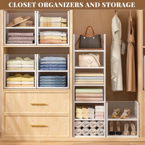 DAOUTIME 6-Tier Stackable Closet Organizers and Storage Basket, Wire Closet S...