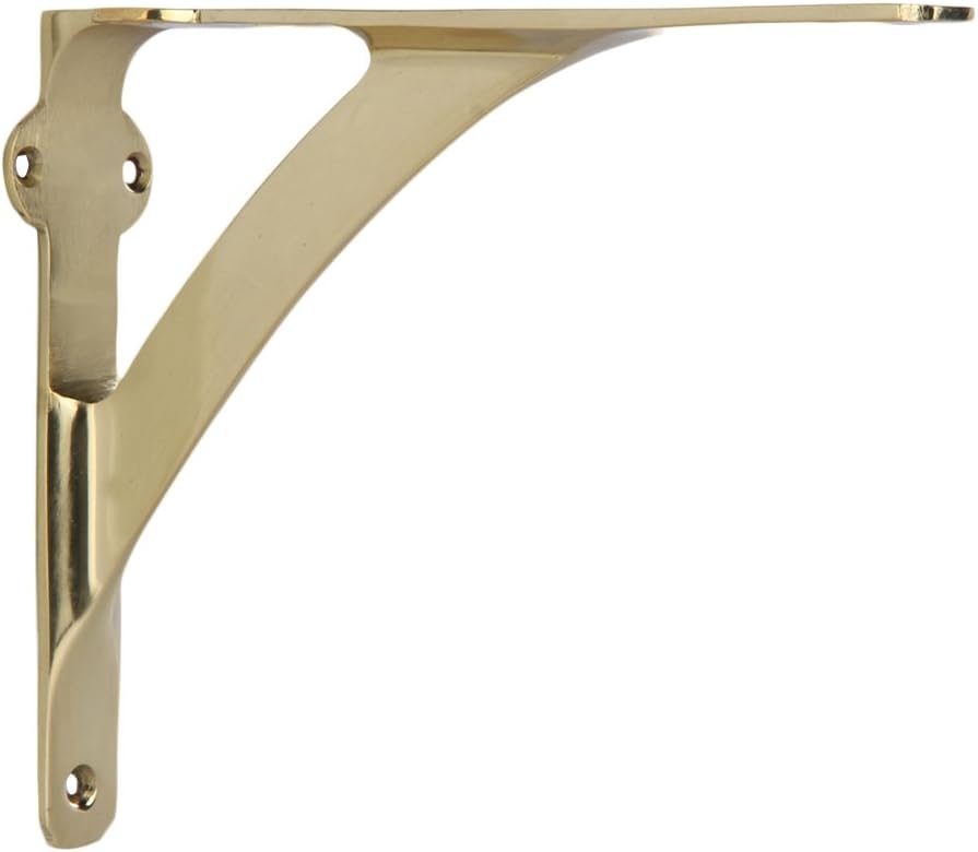 A29 Solid Brass Shelf Brackets, 7.38 x 9.88 in, Polished Brass, Set of 2