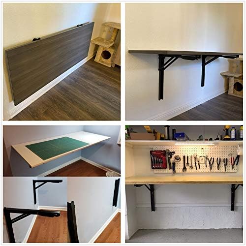 WALMANN 24" Folding Shelf Brackets, Collapsible Brackets for Shelves