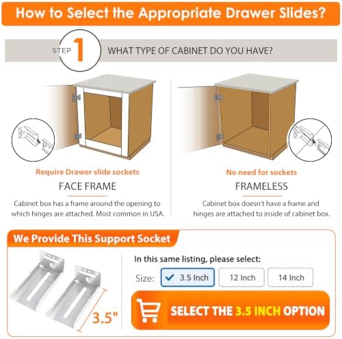 HBL'10 Pairs Soft Close Drawer Slides 22 inch,Full Extension,200Lbs Load