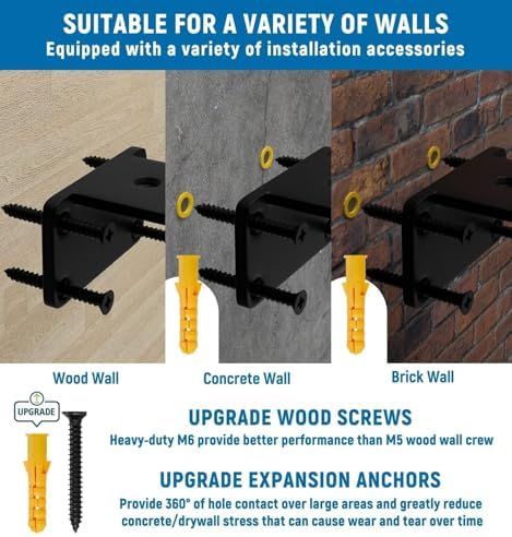 LEOPO 8 inch 6 Pack Floating Shelf Brackets, 1/5" Thick Hidden L Bracket