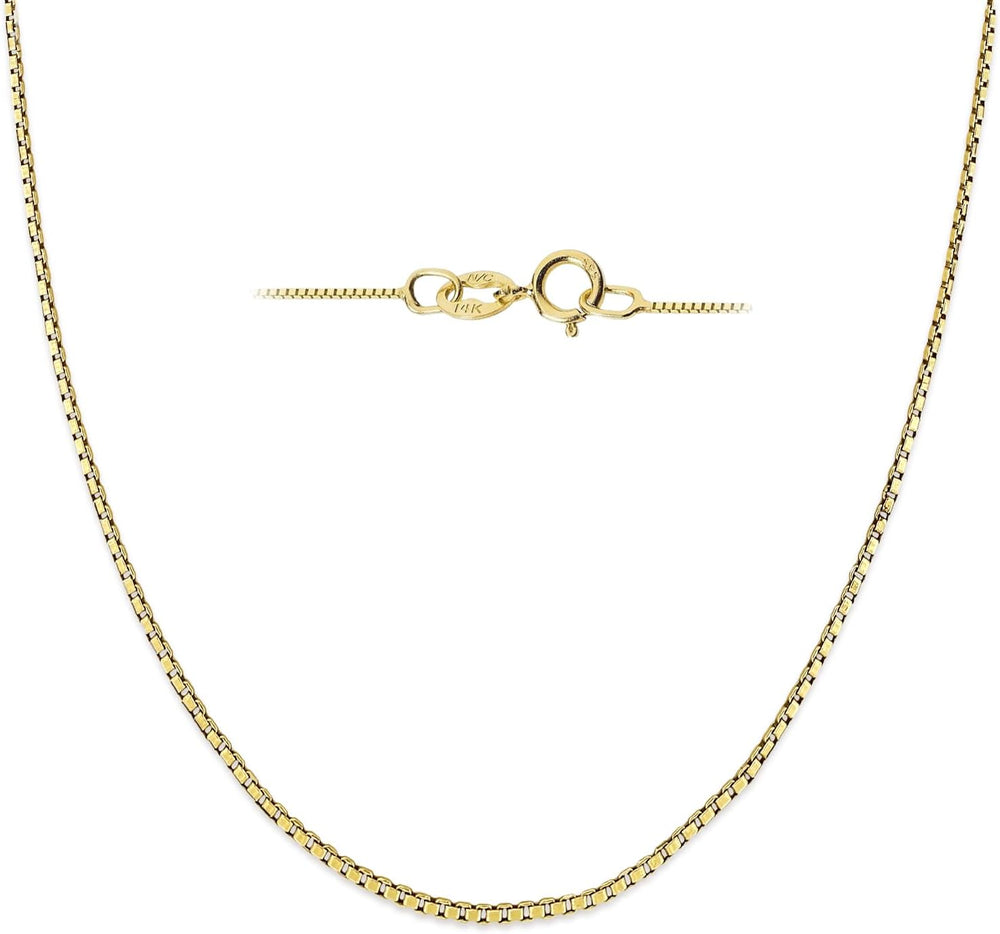 Everyday Elegance 10K Gold Box Chain Necklace for Women, Spring Ring Clasp