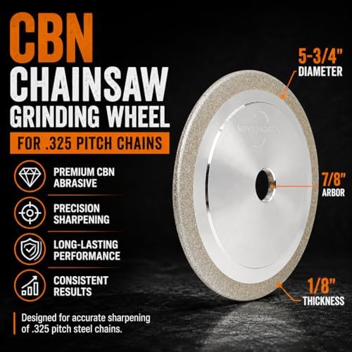 CBN Chainsaw Grinding Wheel 5-3/4", 7/8" Arbor, 3/16" Thick, f...