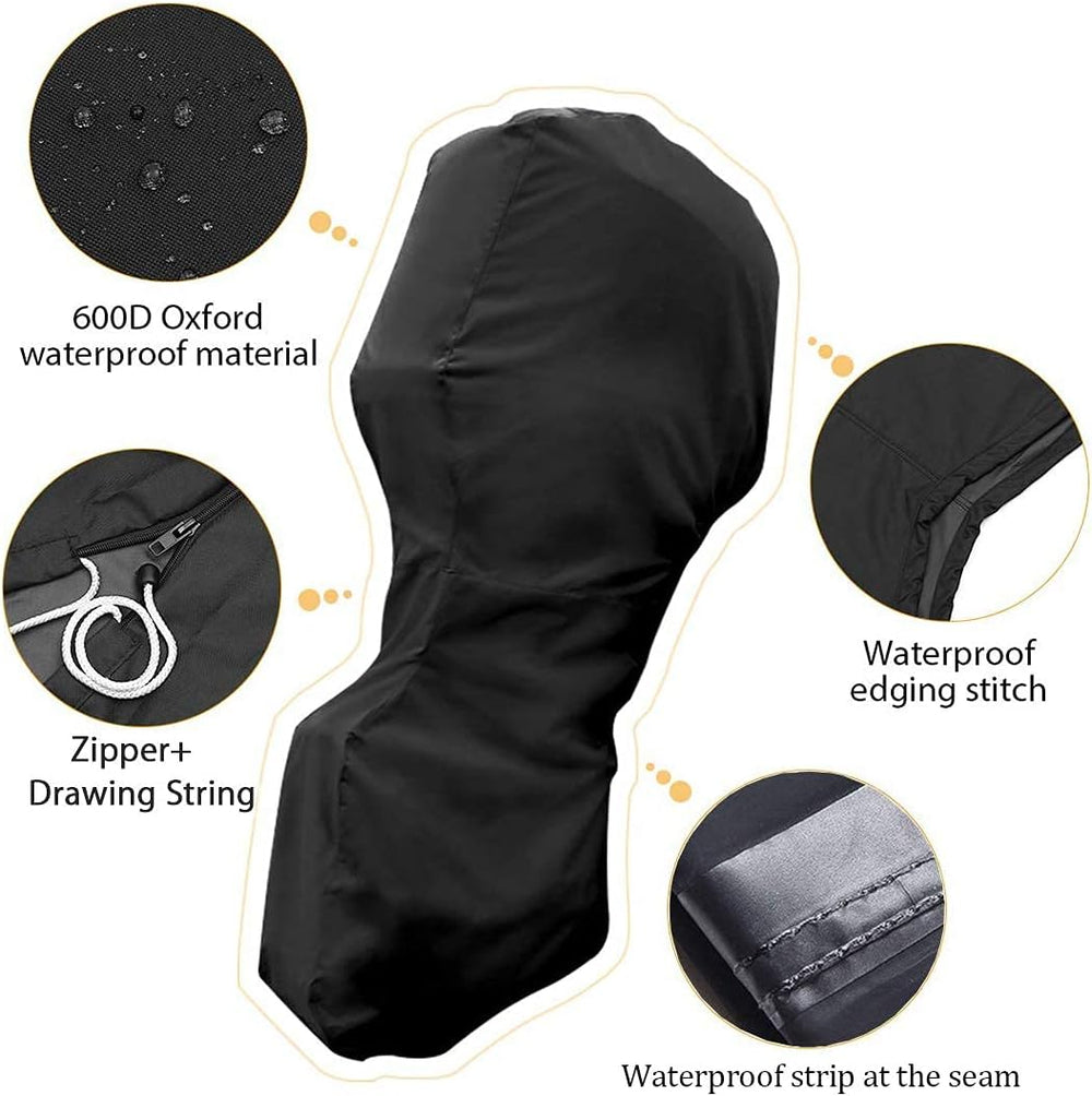 Boat Motor Covers 100-225 HP, Full Outboard Motor Cover, Black