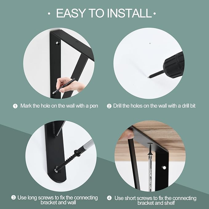 12 Pack L12 x H 8" Black Heavy Duty Shelf Brackets