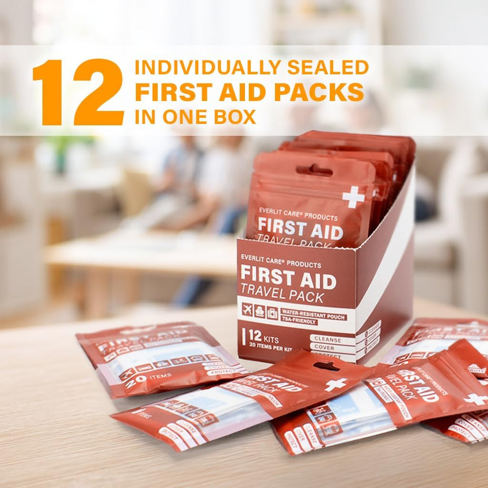 EVERLIT CARE Travel Bandage Pack | 12 Individual Packets, Bulk Portable Mini ...