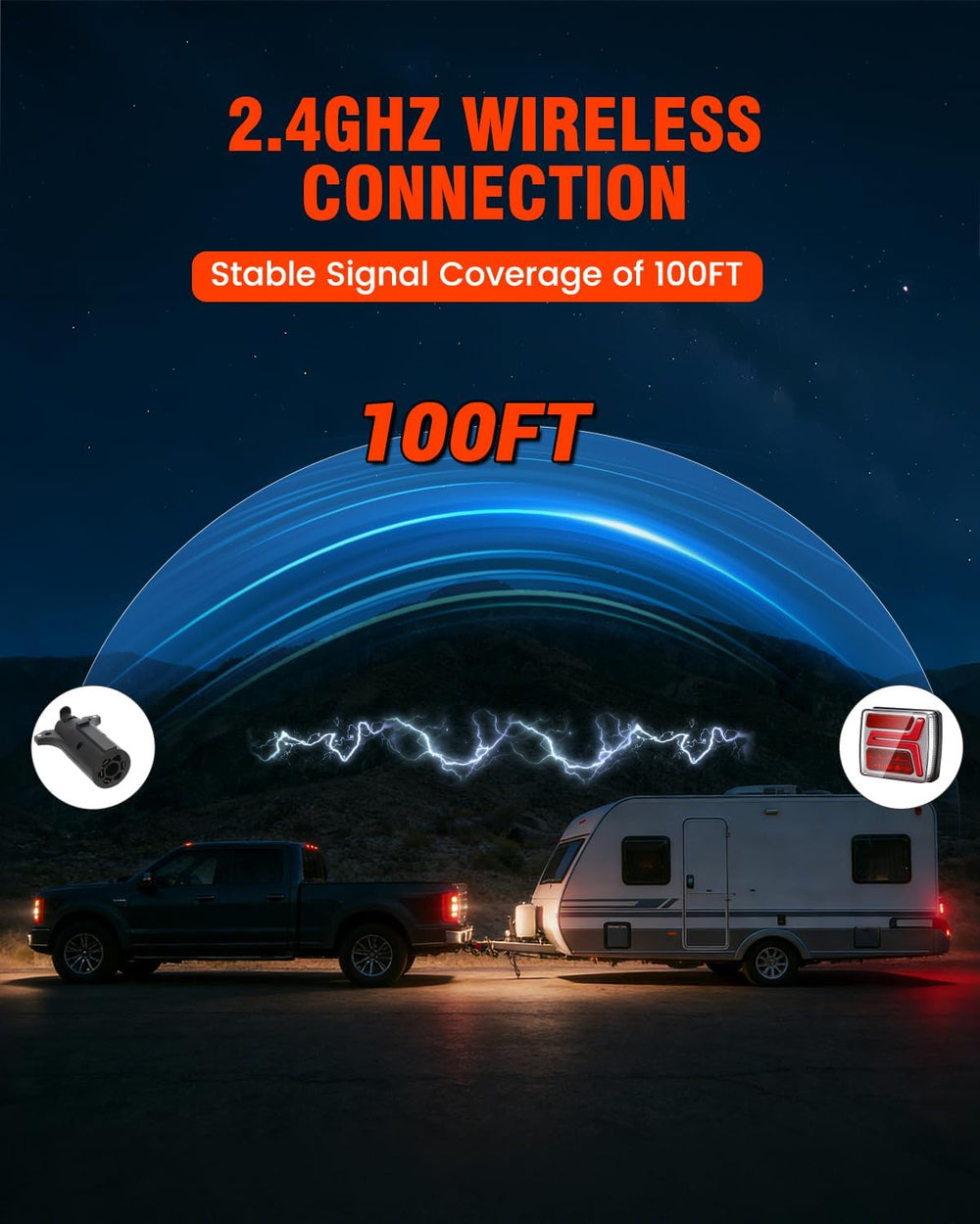 SUPAREE Wireless Trailer Lights Magnetic Rechargeable LED Towing Light Kit