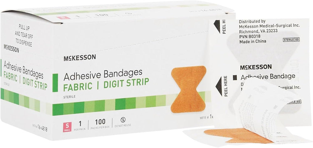 McKesson Adhesive Bandages, Sterile, Fabric, Tan, Small, 1.7 x 2 in, 100 ct