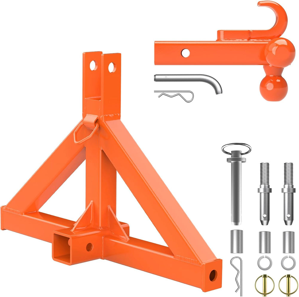 3 Point 2" Trailer Hitch Receiver and Towing Ball Hitch with Hook for Cat.1