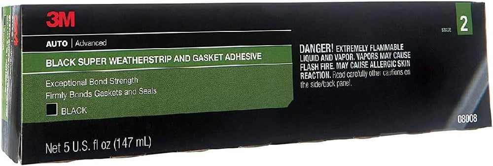 3M 08008 Super Weatherstrip Adhesive, 08008, Black, 5 oz Tube (Pack of 2)