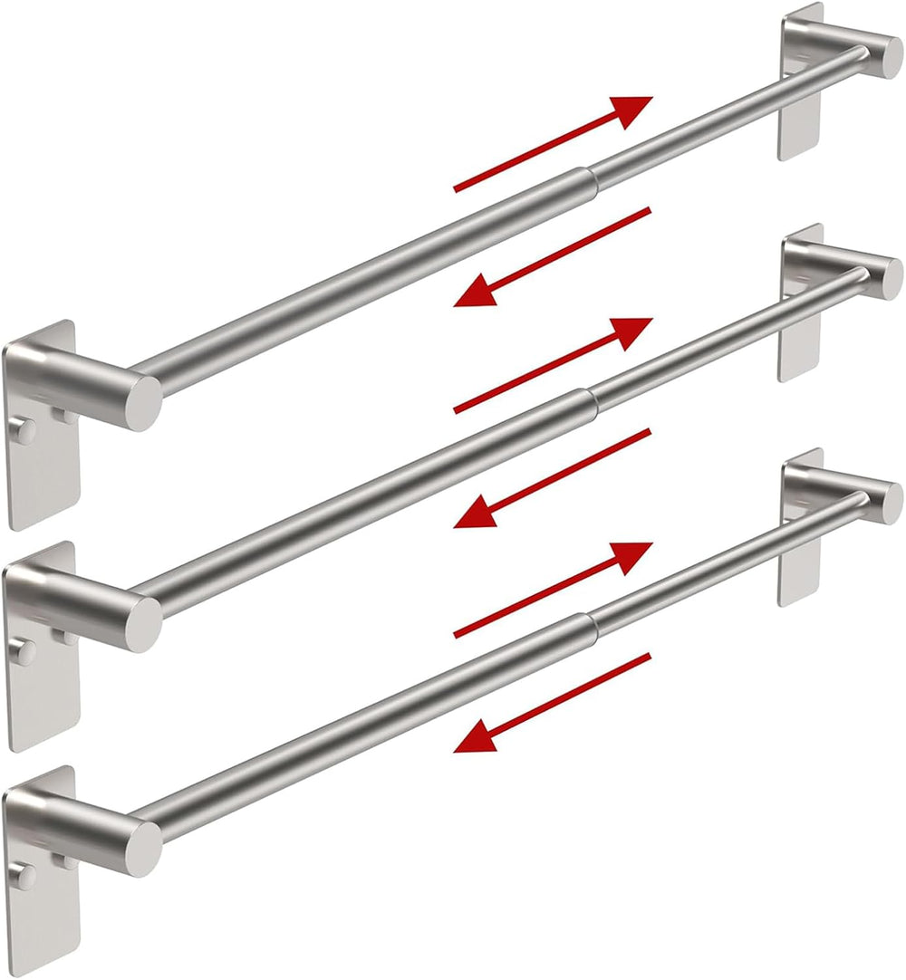 Towel Bar, Adhesive or Drill Wall Mount, Brushed Nickel, 3 Pack