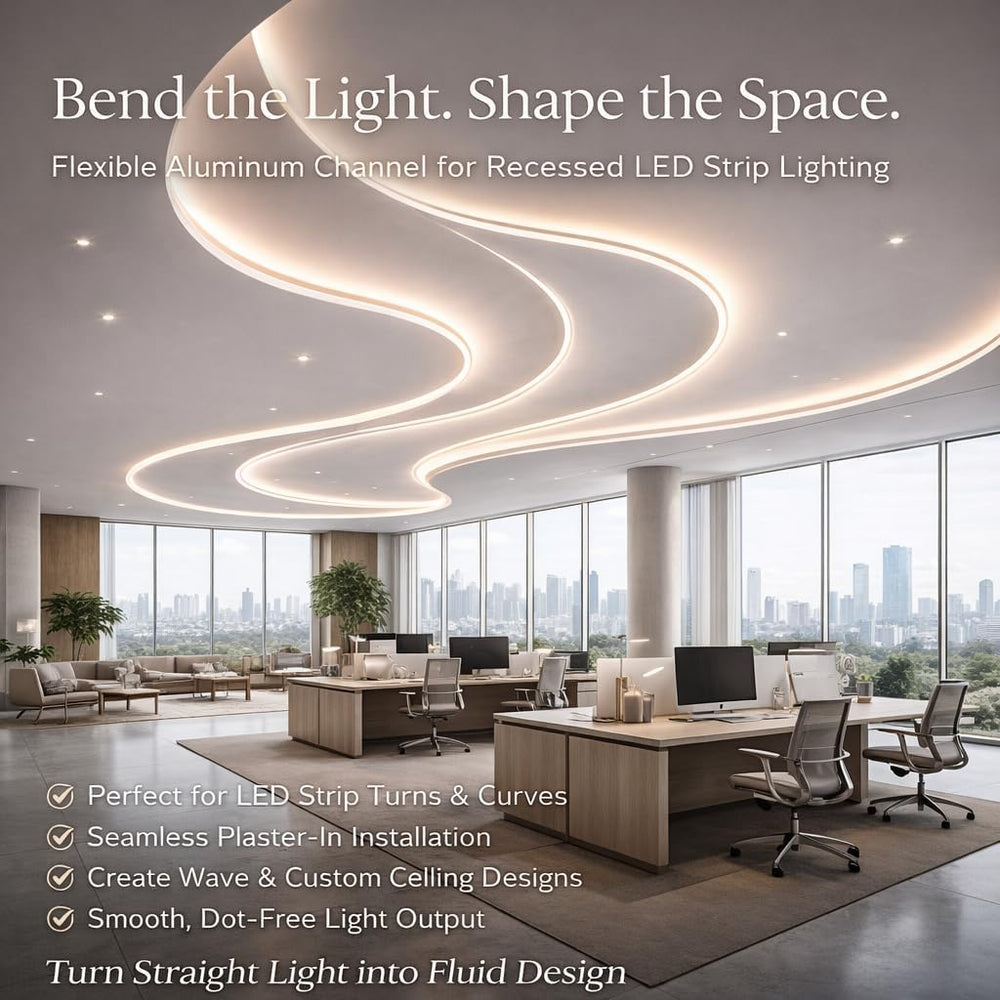 Spotless Plaster in Recessed Flexible Drywall LED Channel Fully Bendable LED ...