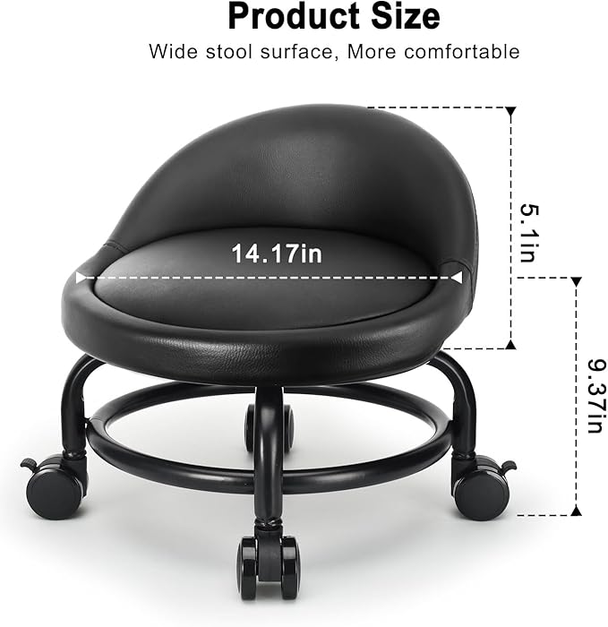 Rolling Stool with Backrest Low Height Rolling Stools, Low Roller Stool Chair