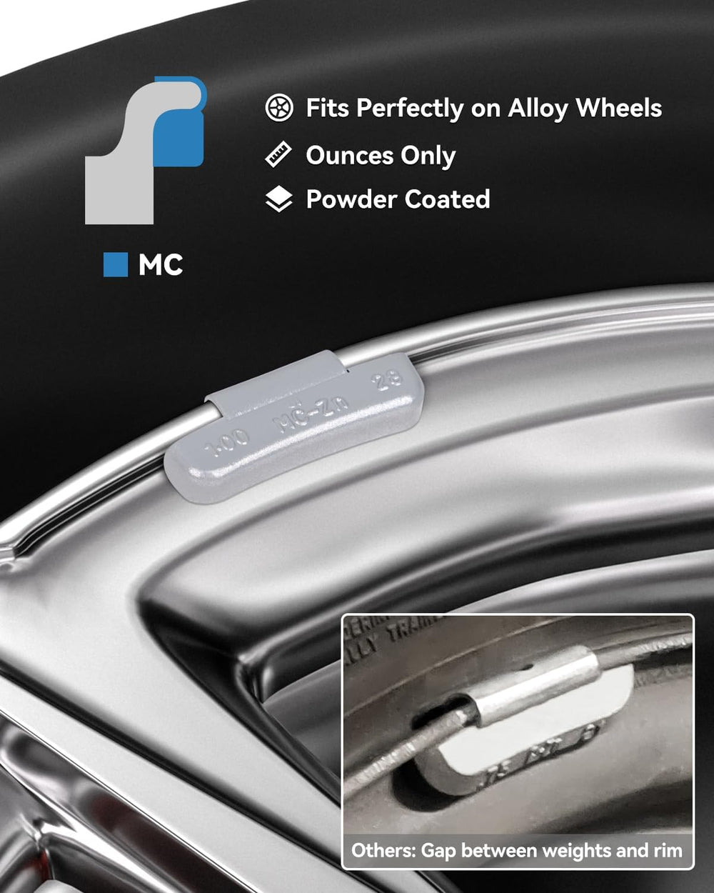MC-Series Zinc Clip On Wheel Weights 80PCS Multi Size Assortment Kit
