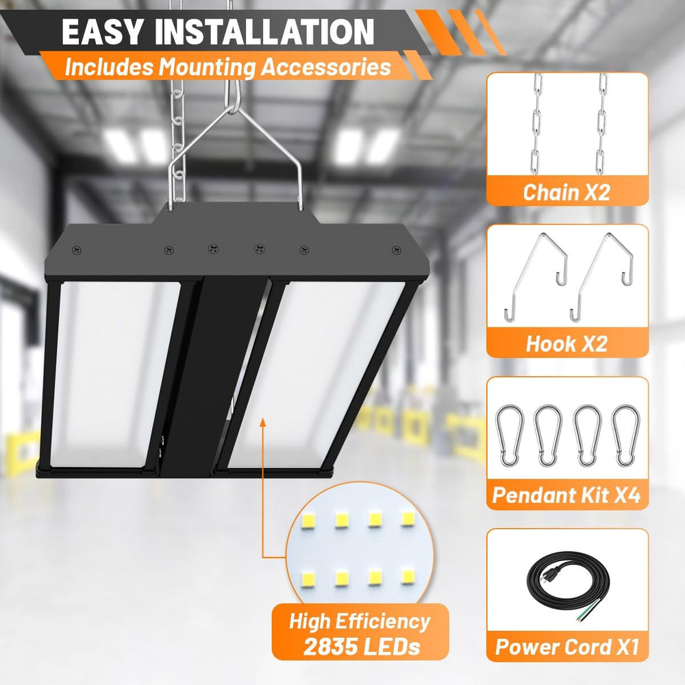 LED Linear High Bay Shop Light 2-Pack, 150W 20250LM 0-10V Dimmable 5000K Dayl...