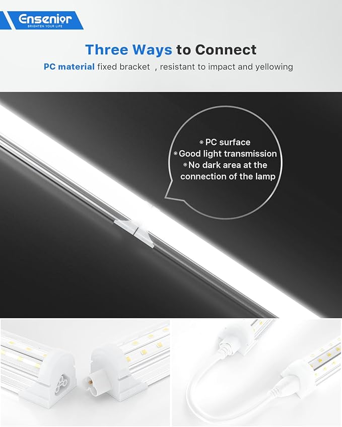 Ensenior 4 Pack 8 FT Led Shop Lights, 6000K Clear White, 10000LM Super Bright