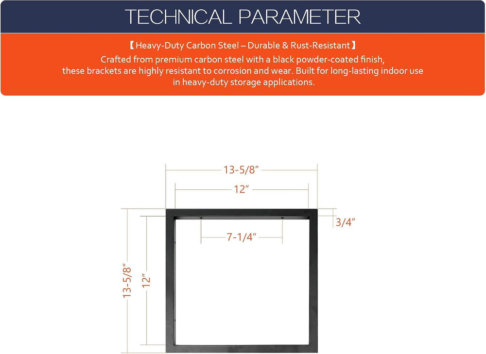 1-Tier Square Shelf Bracket,Wall & Ceiling Mount, 2 Pack