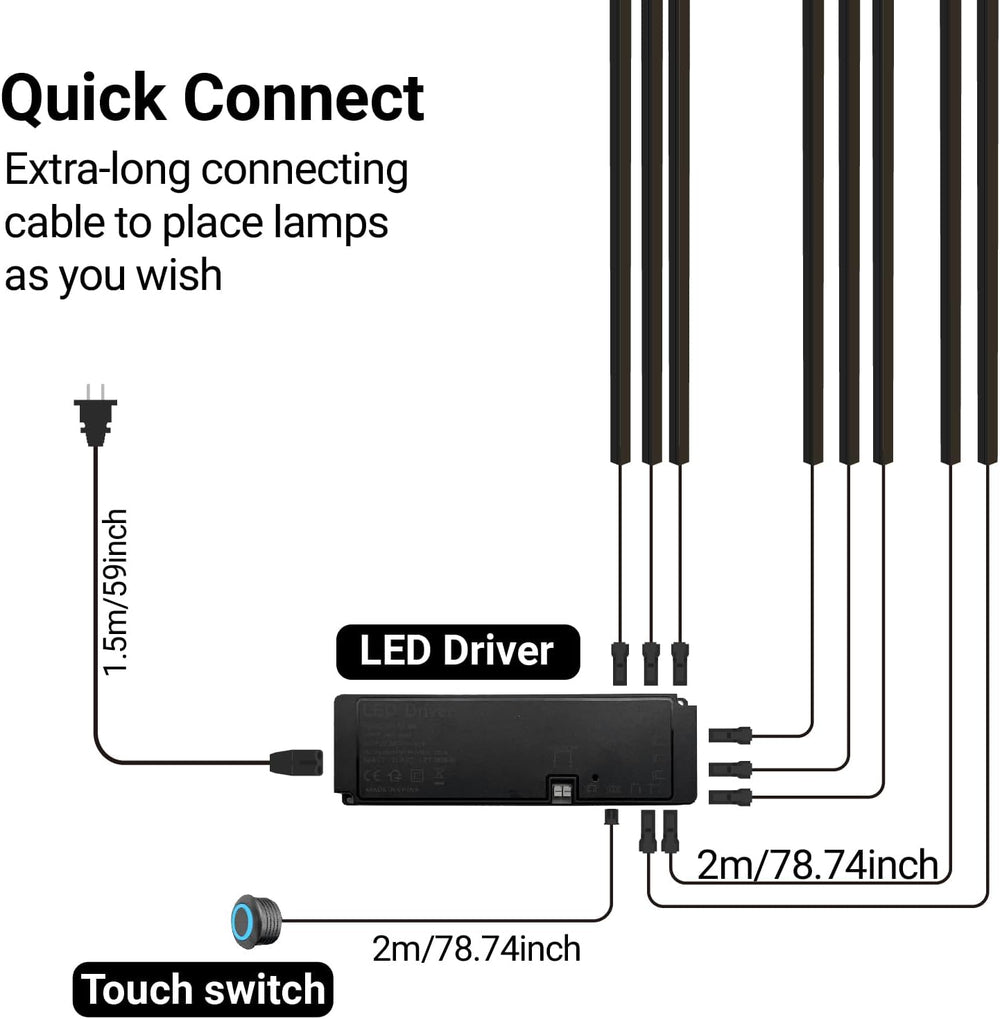 HAMRVL Black LED Recessed Lighting Kit - 8 PCS 3000K Warm White LED Strip Lig...