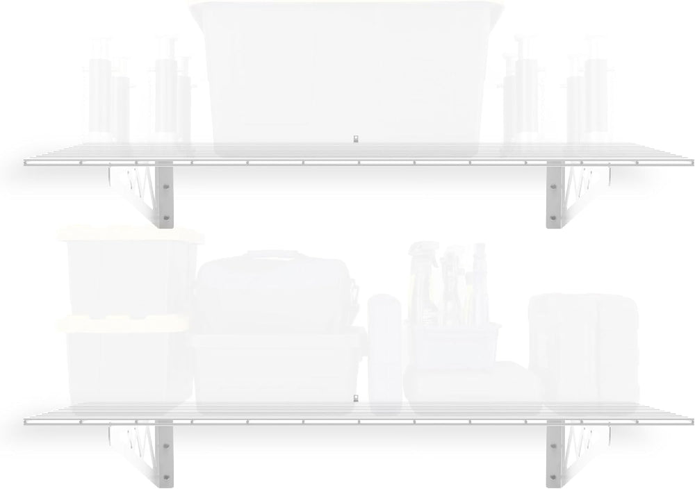 MonsterRAX Heavy Duty Garage Wall Shelving 24x48 2-Pack, Wall Mount, White