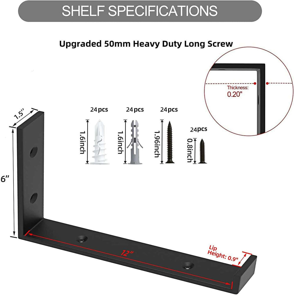 WEKIS Shelf Brackets 12 Inch, Strong Heavy Duty Floating Shelf Brackets Pack ...