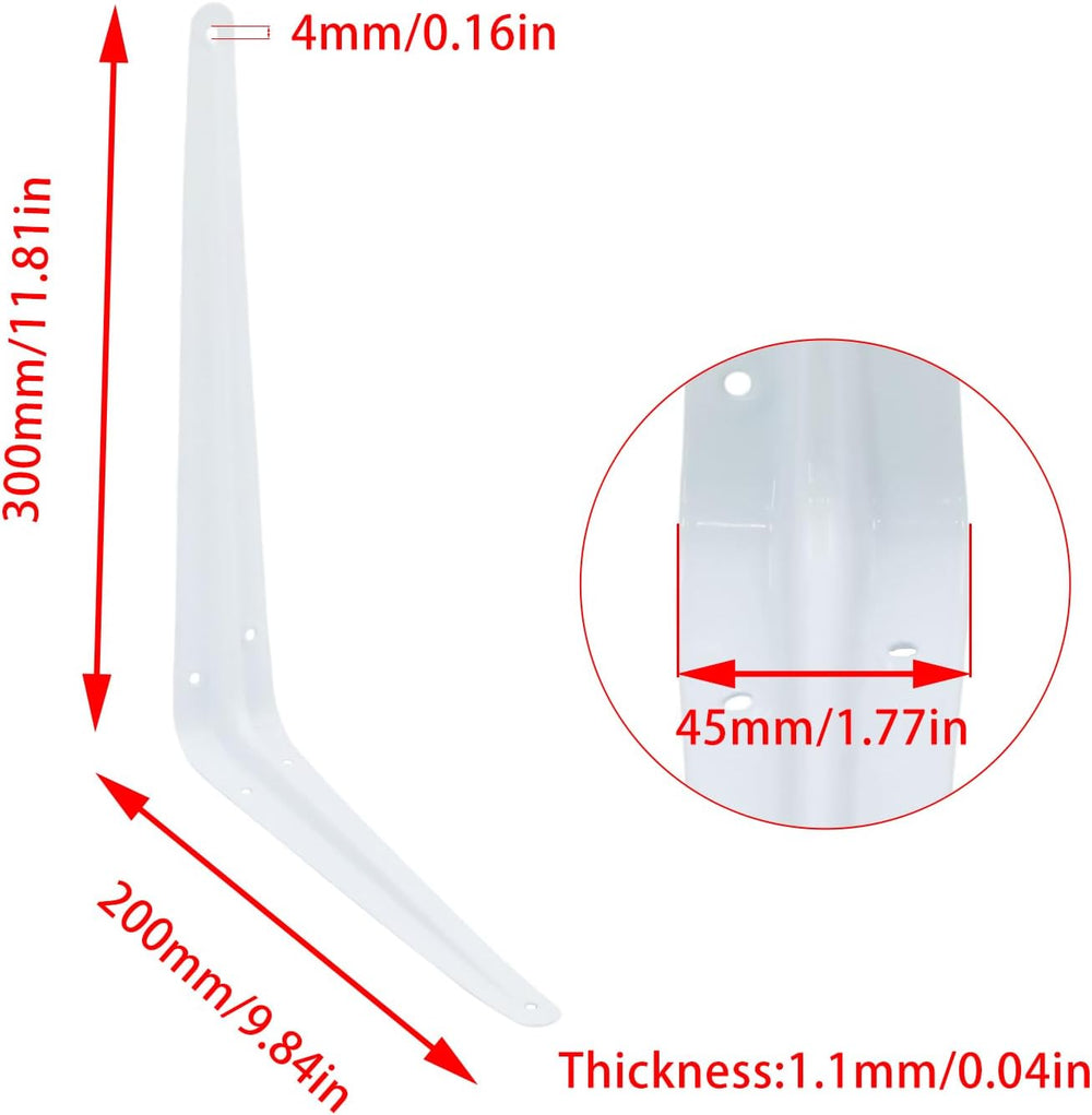 24Pcs 12 x 10 Inch White Shelf Brackets, L Brackets