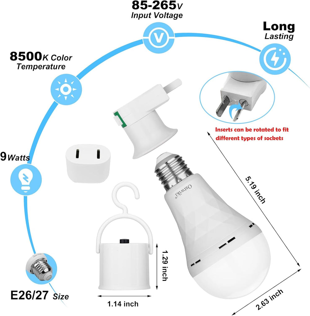 Ostwiki 10 Pack Rechargeable Emergency Light Bulbs for Power Outage