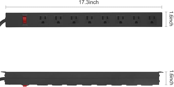 4Pack Metal 8 Outlet Mountable Power Strip, Wall Mount Outlet Heavy Duty