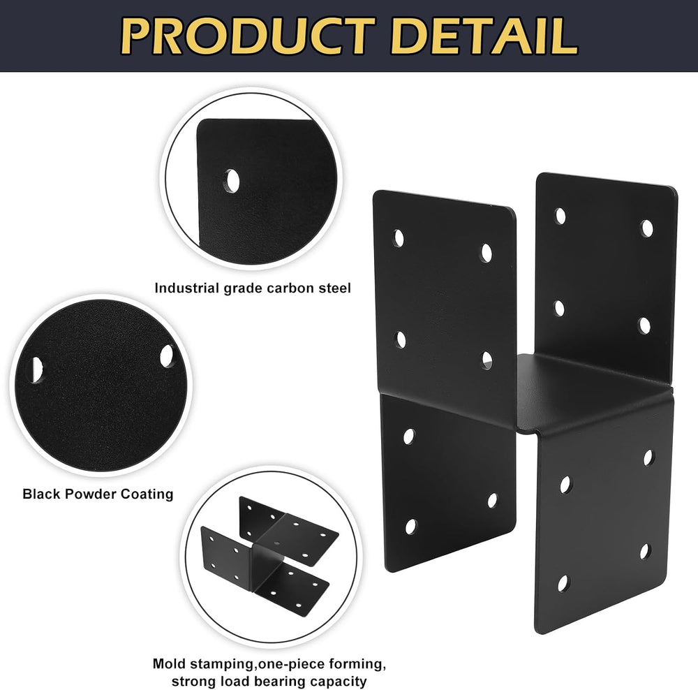 4-Pack 4x4 Deck Post Caps Tie Brackets, Base Anchor Mount for Wood