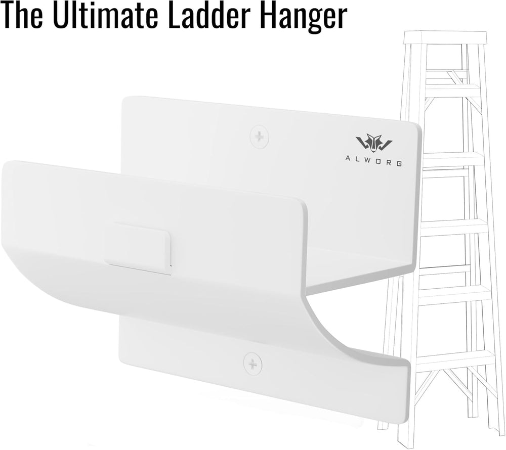 Ladder Hooks Set of 4 White - Heavy Duty Garage Bracket - Wall Mount Hanger