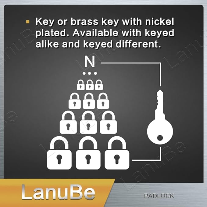 LanuBe Lock Laminated keyed Padlock, keyed Alike Locks, Long Shackle, Marked ...