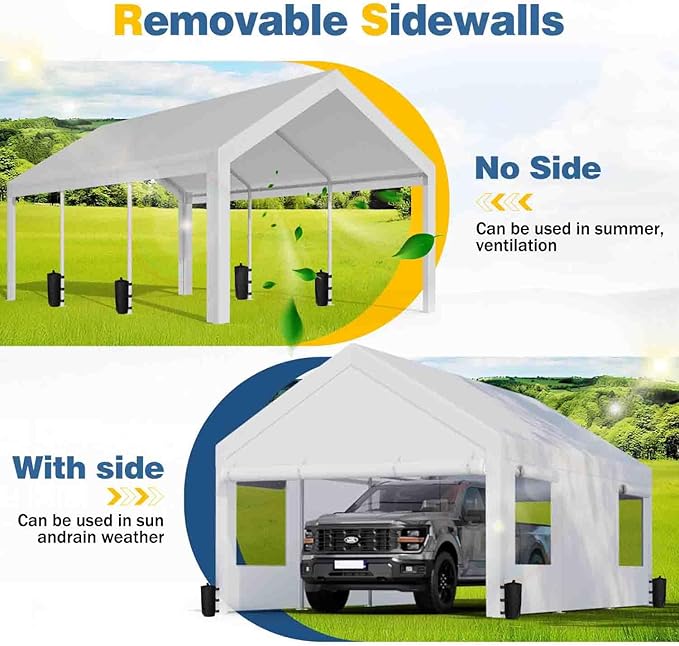 JAMFLY 12x20 ft Heavy Duty Carport