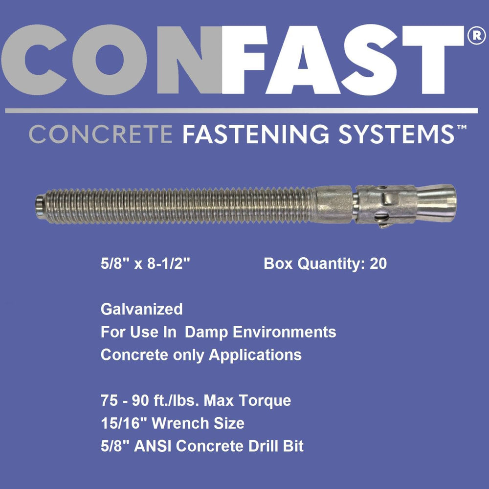CONFAST 1" x 9" Galvanized Wedge Anchor (Box of 5)