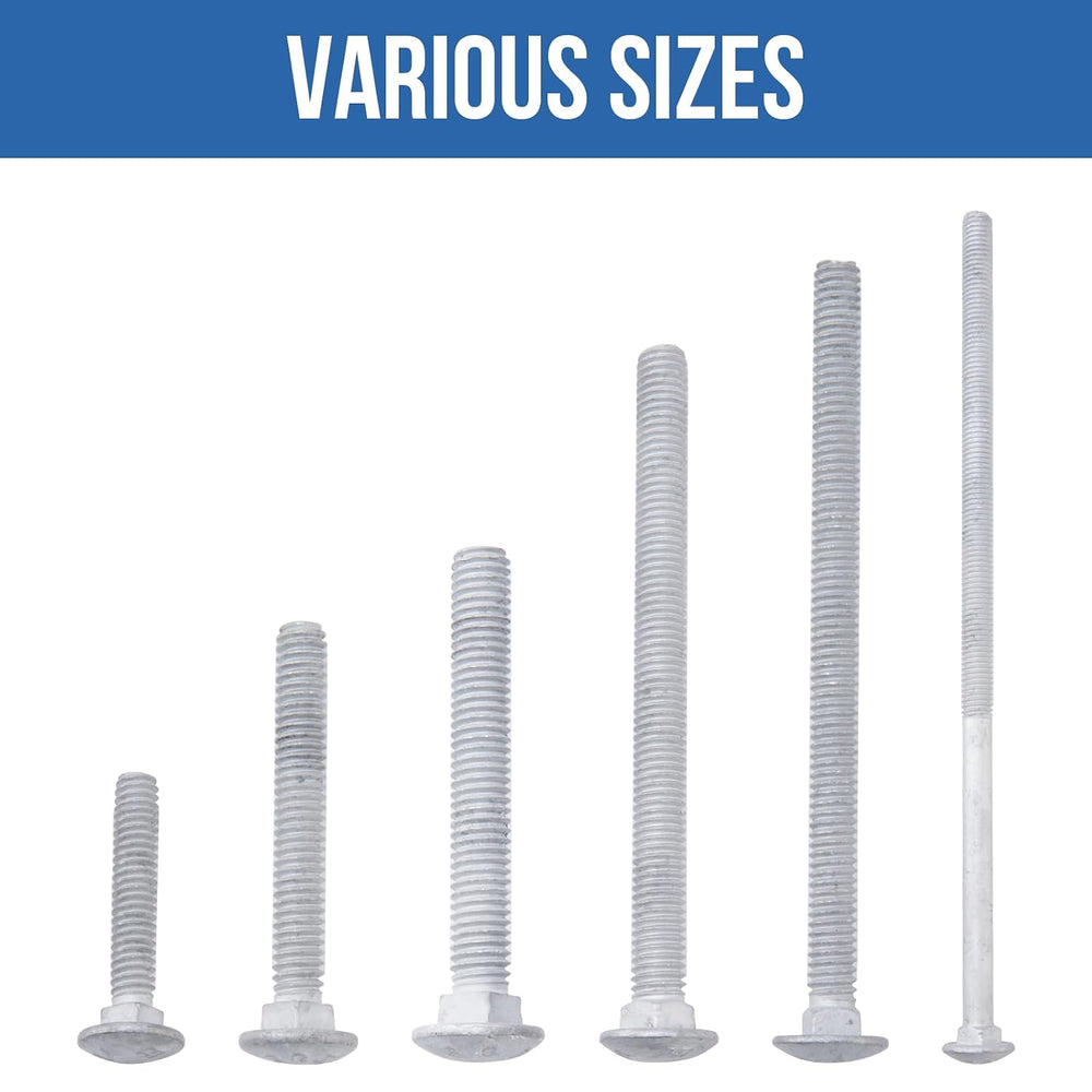 3/8" x 6" Carriage Bolts (50 PCS), Hot Dip Galvanized, Heavy Duty R...