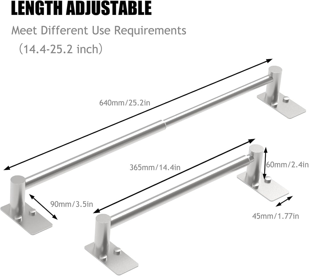 Towel Bar, Adhesive or Drill Wall Mount, Brushed Nickel, 4 Pack
