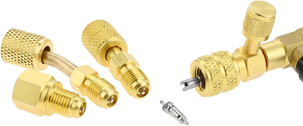 R12 R22 R410A Valve Core Remover Installer Kit,3PCS 45°Ball Valve Adapter