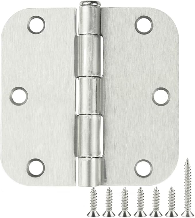 30 Pack Rounded Brushed Nickel Door Hinges 3.5 Inch 5/8" Radius 3 1/2&qu...