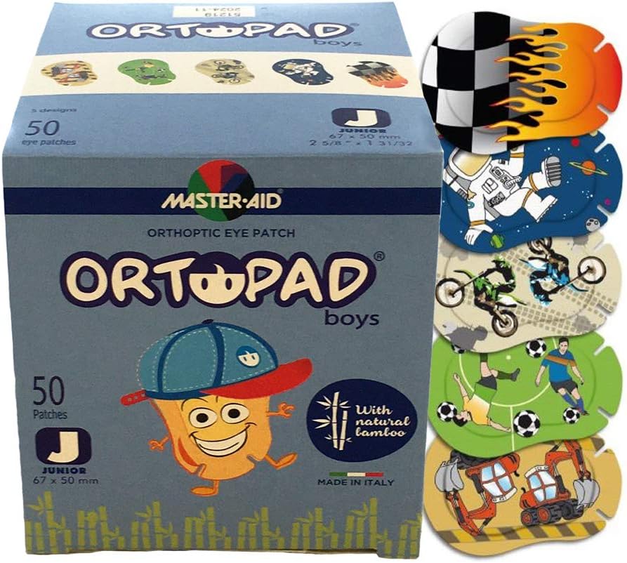 Ortopad Boys Adhesive Eye Patches, 50/bx, Racing Flames Pack Jr Size 0-2 yr