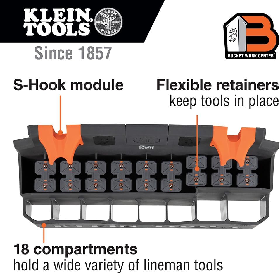 Klein Tools BC501S S-Hook Hard Tool Storage Module, 18 Compartments, Magnetic...
