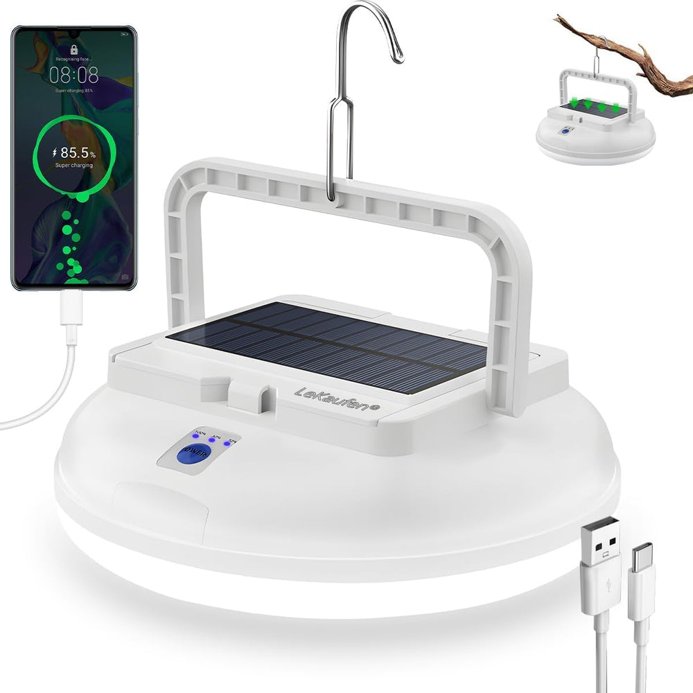 Solar Camping Lantern 126 LED, Rechargeable Hanging Tent Light