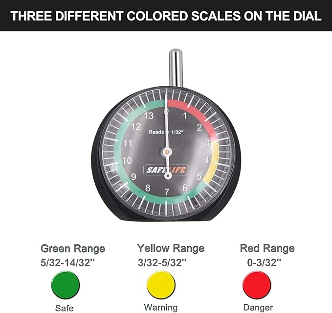 SAFELIFE Tire Tread Depth Gauge, 10 Pack Dial Type Tire Tread Depth Gauge