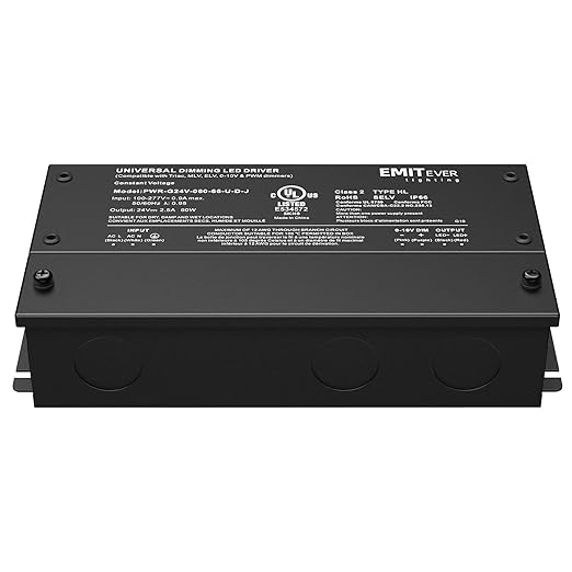 EMITEVER 60W Dimmable LED Driver, 24V Triac Dimmable Power Supply, AC to DC