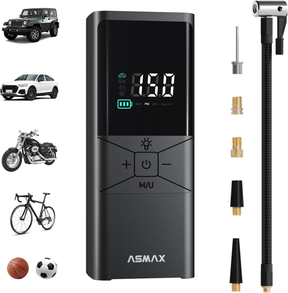 ASMAX T40 Tire Inflator Portable Air Compressor with Digital Pressure Gauge