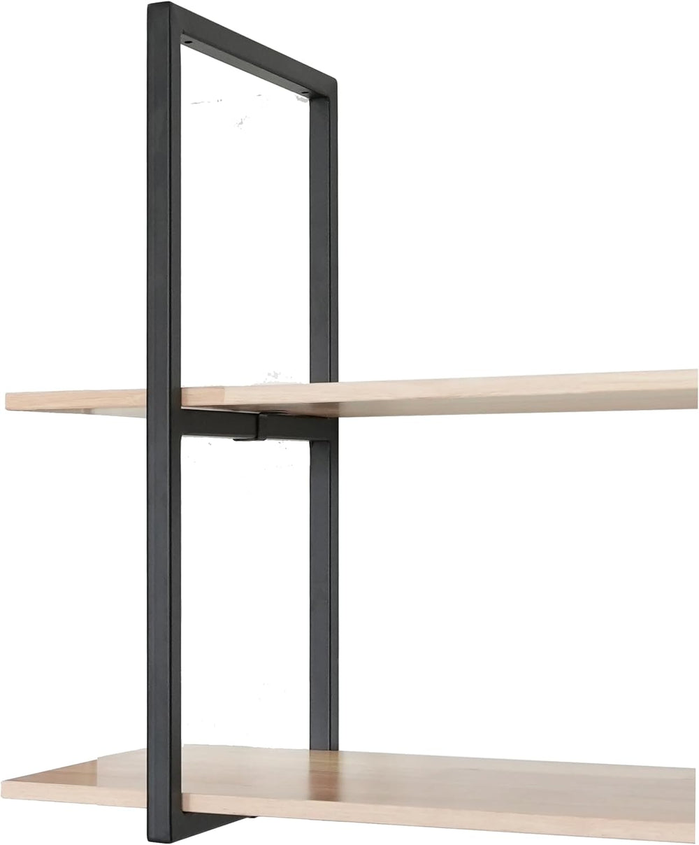 DIYHD 2 Tier Ceiling Mount Pipe Shelf Brackets, Industrial Rustic Black Stora...